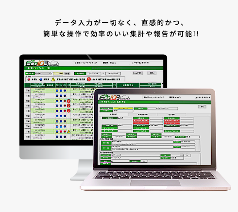 データ入力が一切なく、直感的かつ、簡単な操作で効率のいい集計や報告が可能!!